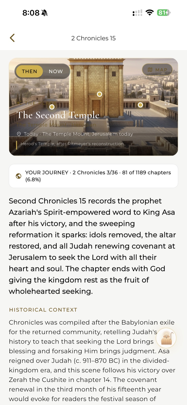 The FaithPulse Bible — see the place a passage happened, then and now