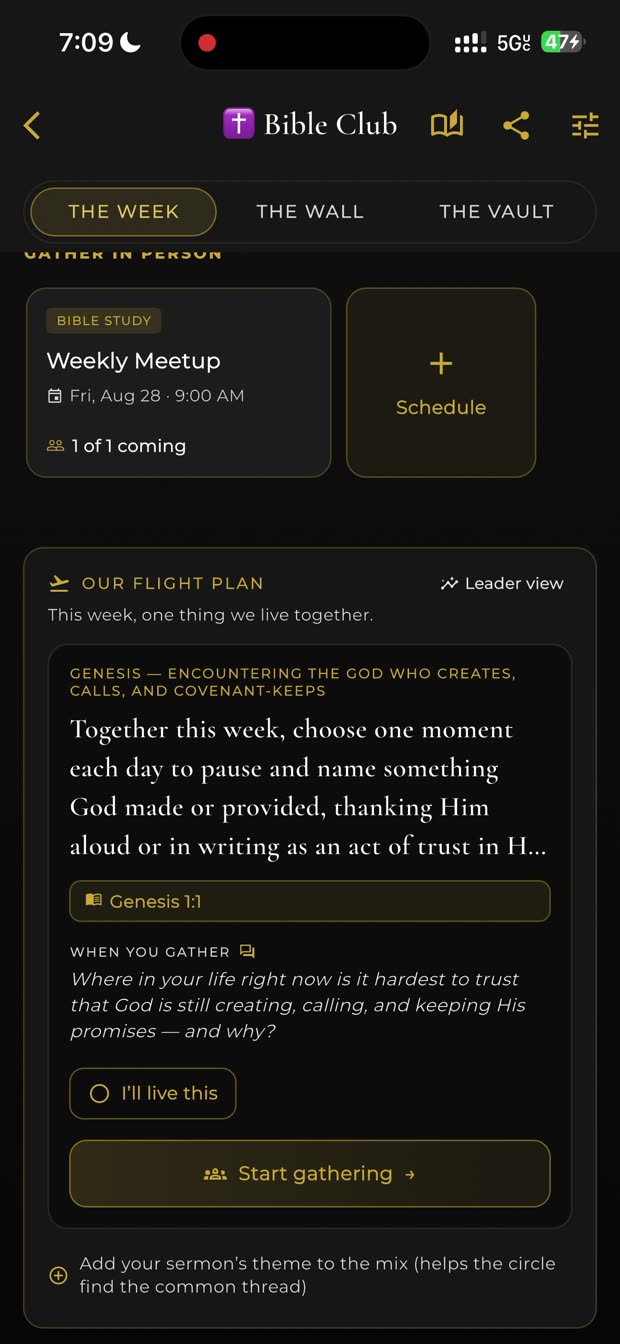 Our Flight Plan, generated for the week from the circle's study