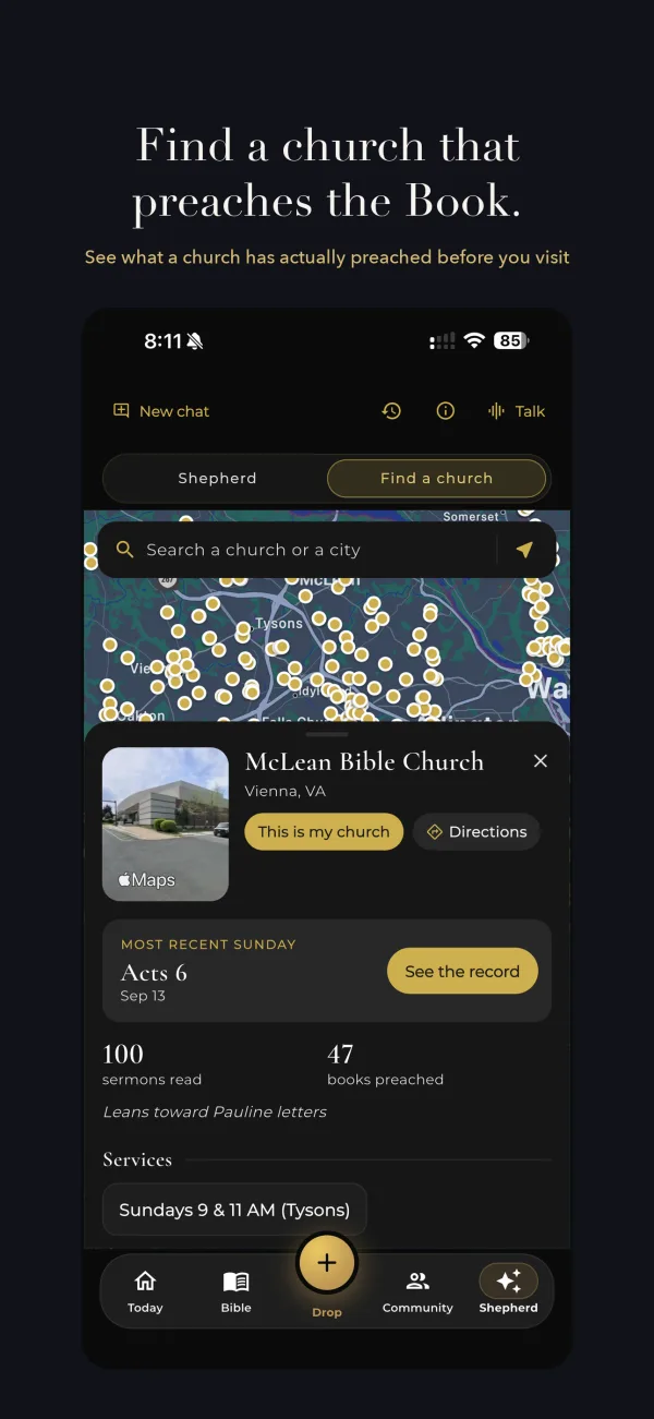 Find a church that preaches the Book. See what a church has actually preached before you visit.